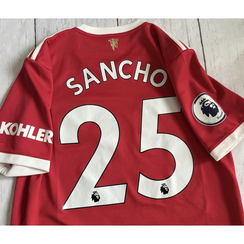 Adidas Manchester United Home Jersey Size Medium Adult Mens Jadon Sancho Player - Picture 5 of 8